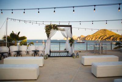 Sundeck wedding decoration at Cabo villas beach resort