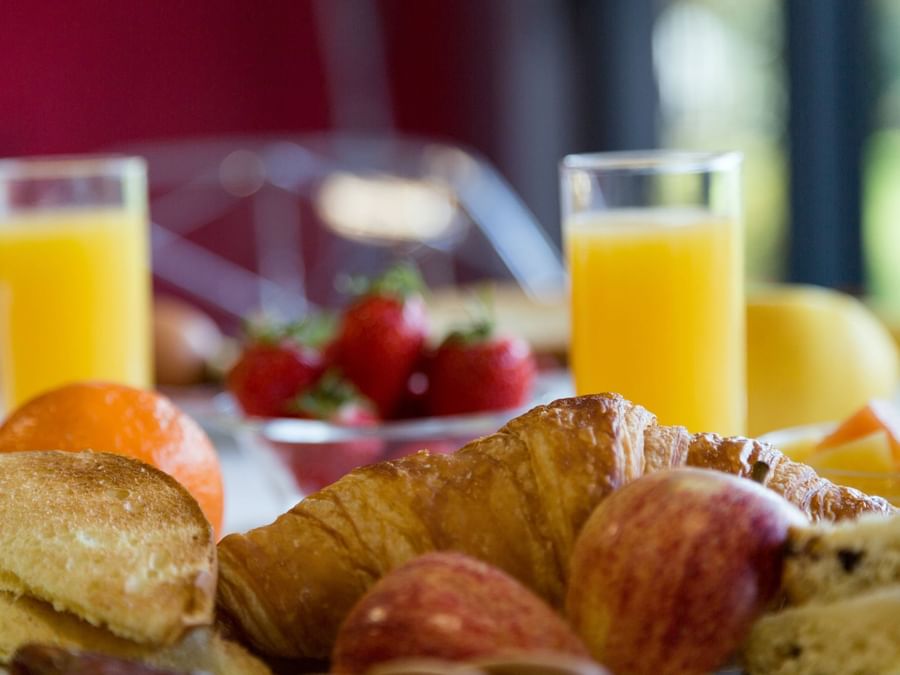 Closeup of a breakfast meal served at Hotel Anaiade