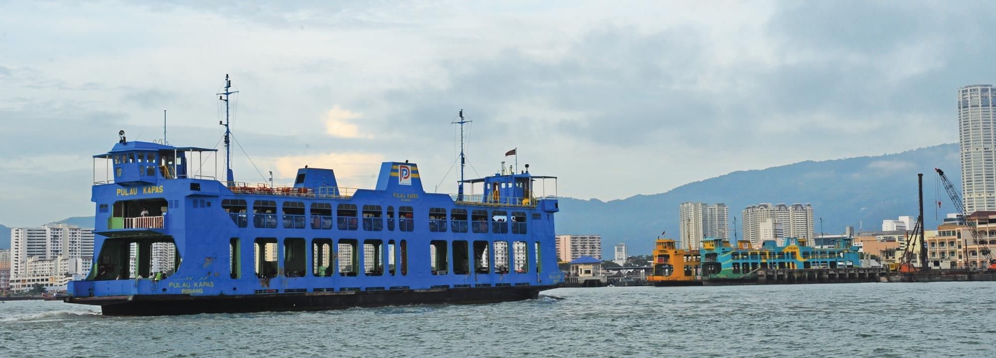 Ship sailing to the port of Butterworth Ferry Terminal near Sunway Hotel Seberang Jaya