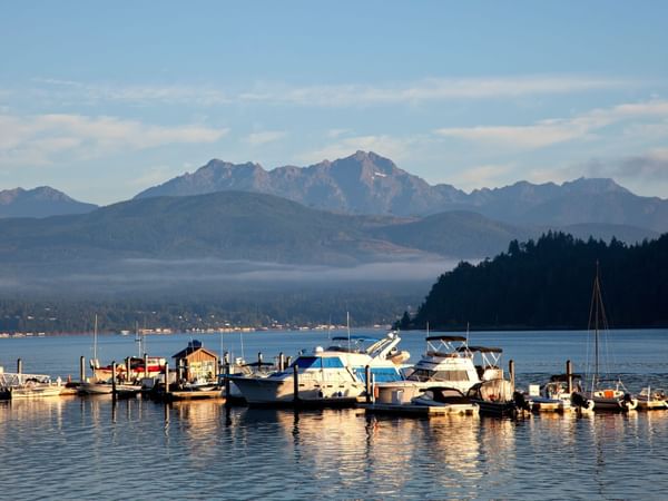 Waterfront boats at Alderbrook Resort & Spa