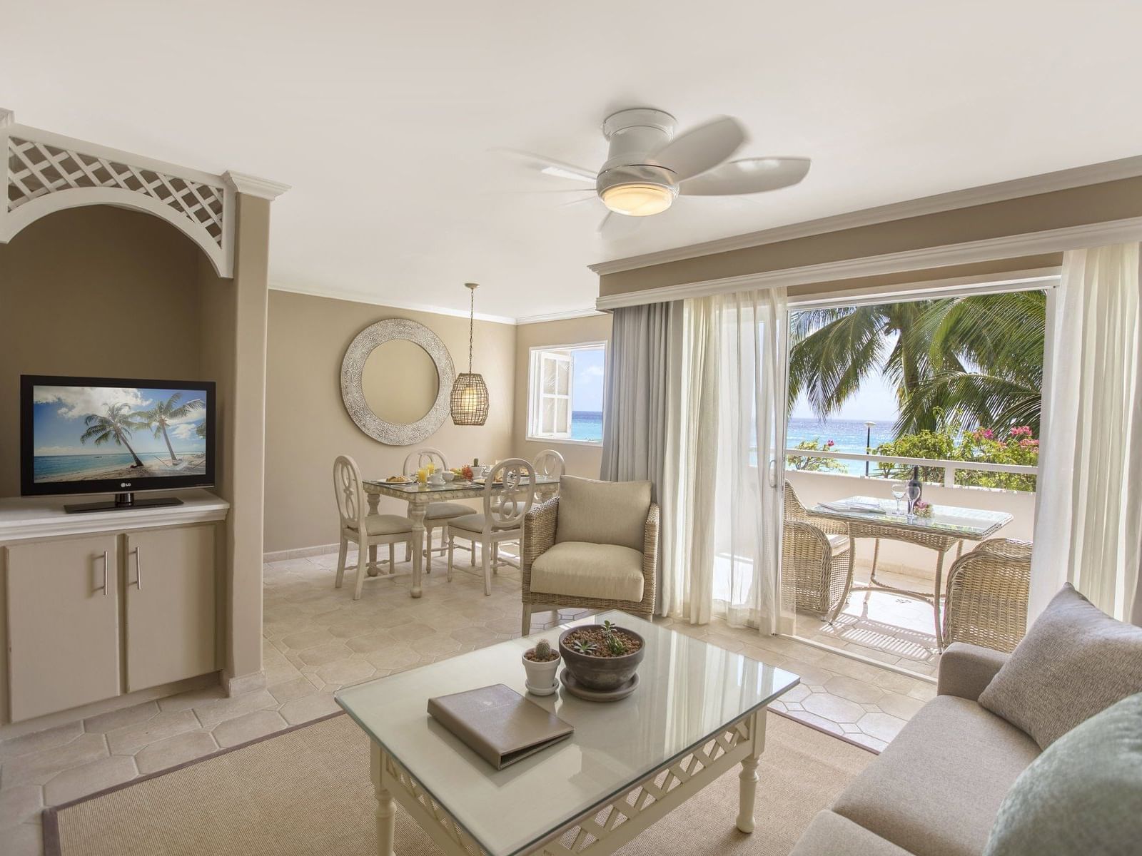 2 Bedroom Beachfront Suite with a TV at Bougainvillea Barbados