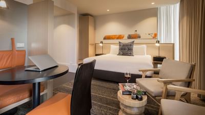 Interior of king room at Brady Hotels Central Melbourne