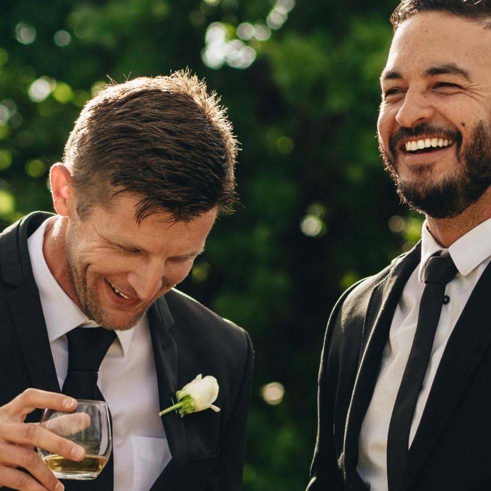 Groom and best man on wedding day