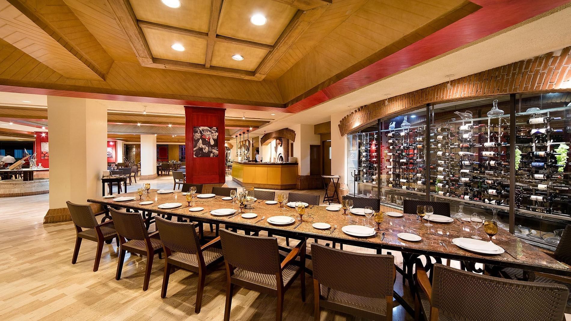 Wine cabinet by a table, Tavola Restaurant, Mundo Imperial