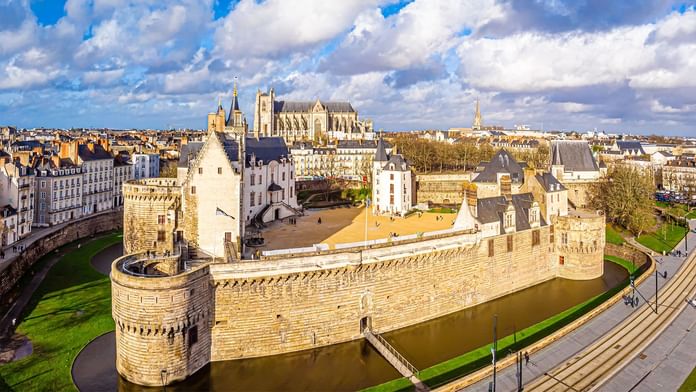 Aerial view of the Château des ducs de Bretagne Castle near Oceania Hotels
