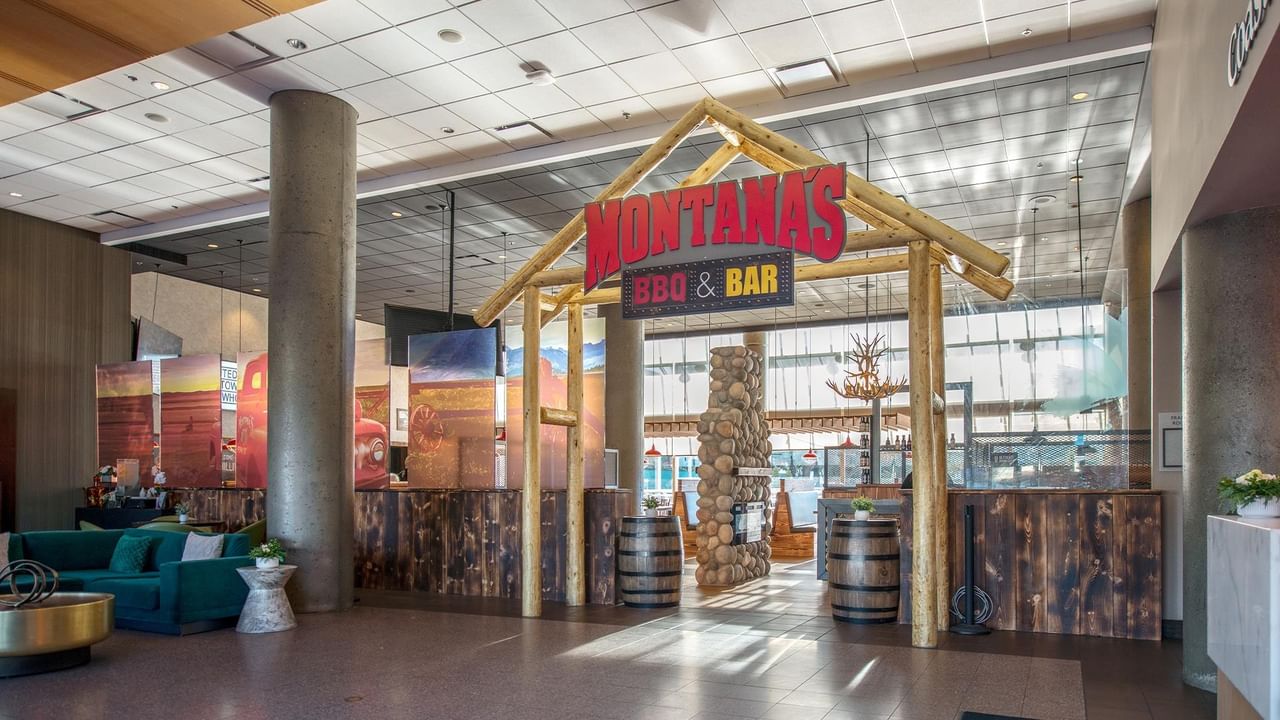 Entrance to Montana's BBQ & Bar in Coast Chilliwack Hotel by APA.