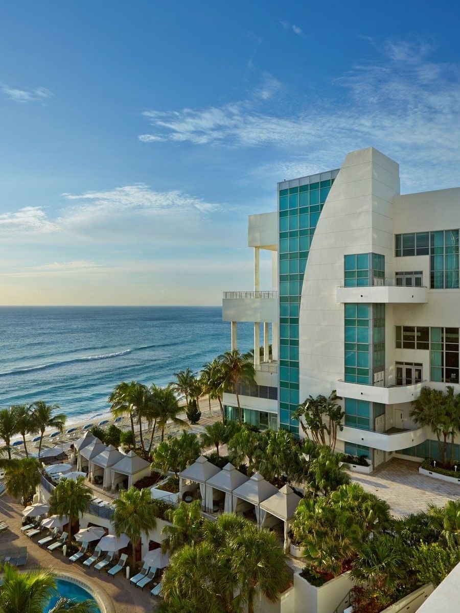 Aerial view of The Diplomat Resort with the ocean
