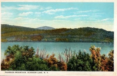Vintage postcard of Pharaoh Mountain and Schroon Lake, New York near The Lodge at Schroon Lake