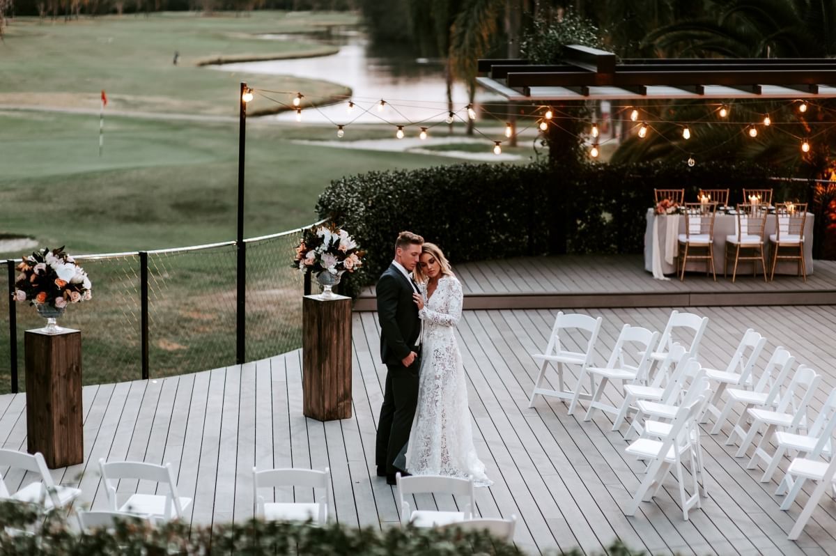 Newly wedded couple posing at Mercure Gold Coast Resort