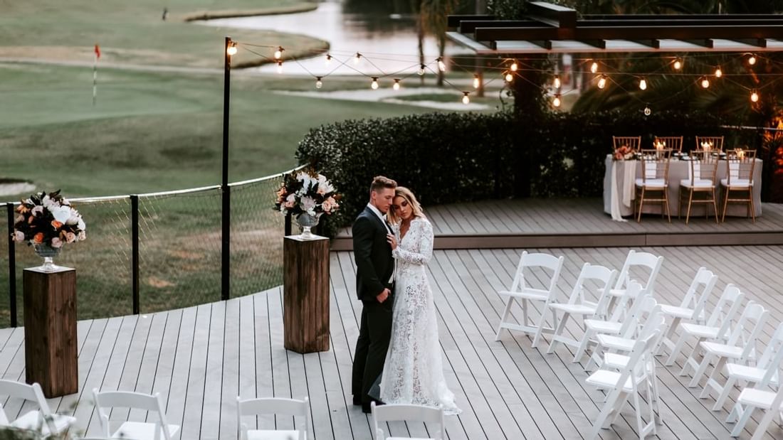 Wedded couple hugging at Mercure Gold Coast Resort