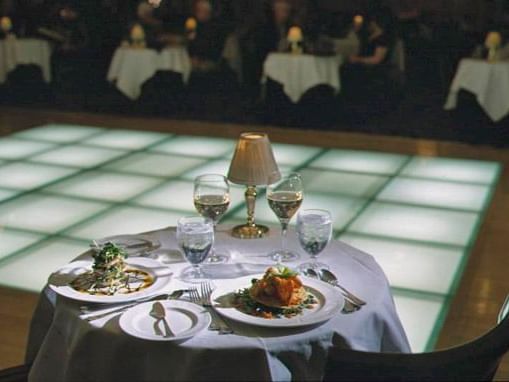 Food and drinks arranged in The Copper Room at Harrison Hot Springs Resort