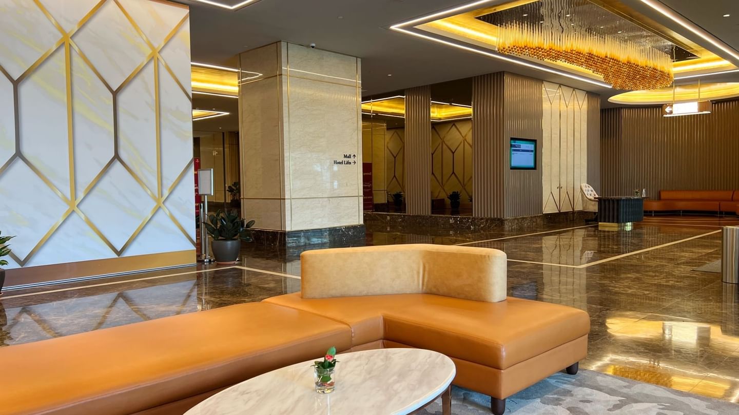 Lower Lobby area with sofas at Sunway Putra Hotel