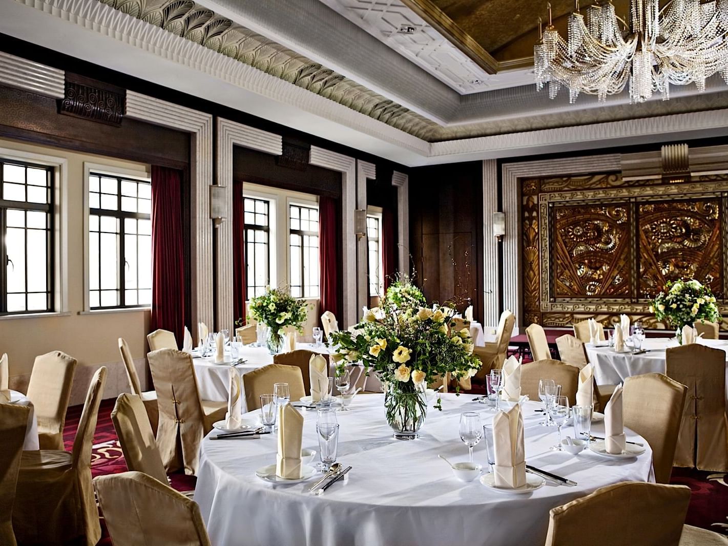 Pearl Room with banquet table setting at Yangtze Boutique Hotel