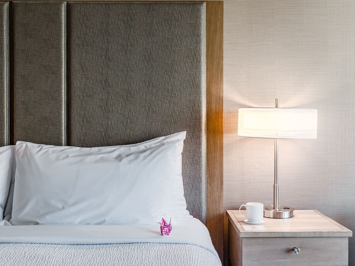 Accessible hotel guestroom with king bed