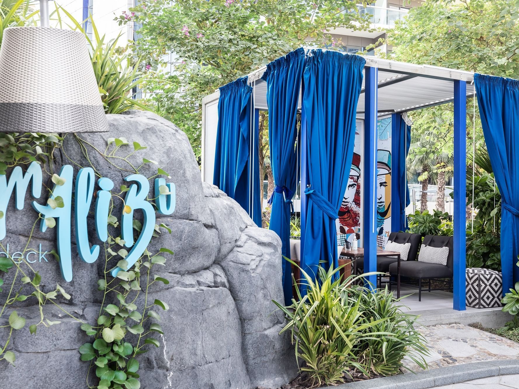 Entrance to Malibu Deck, Pool bar at Paramount Hotel Dubai