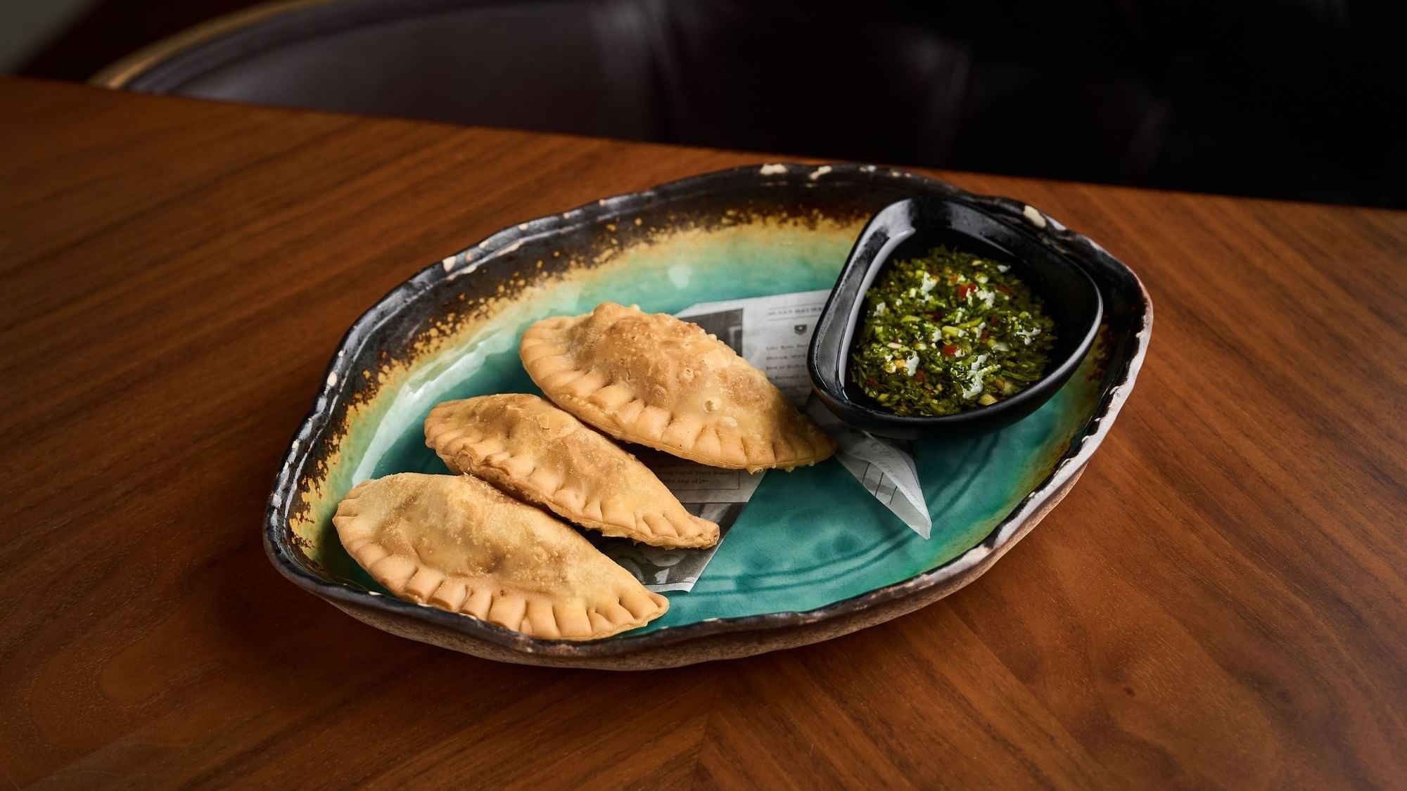 Empanadas plate served in Pacific Groove Restaurant & Lounge at Paramount Hotel Dubai