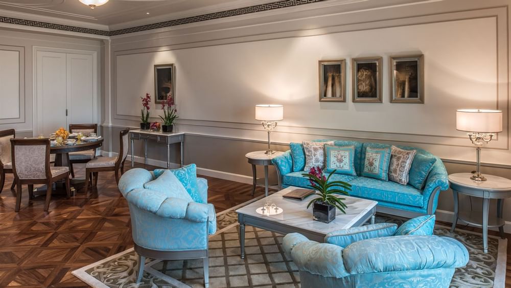 Living area & dining area in a room at Palazzo Versace Dubai
