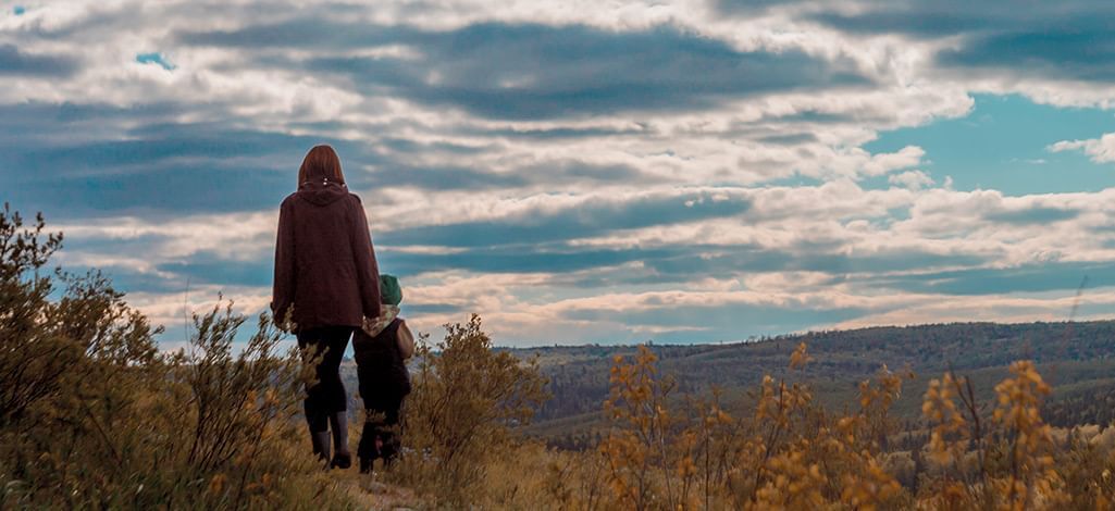 mother and child walking