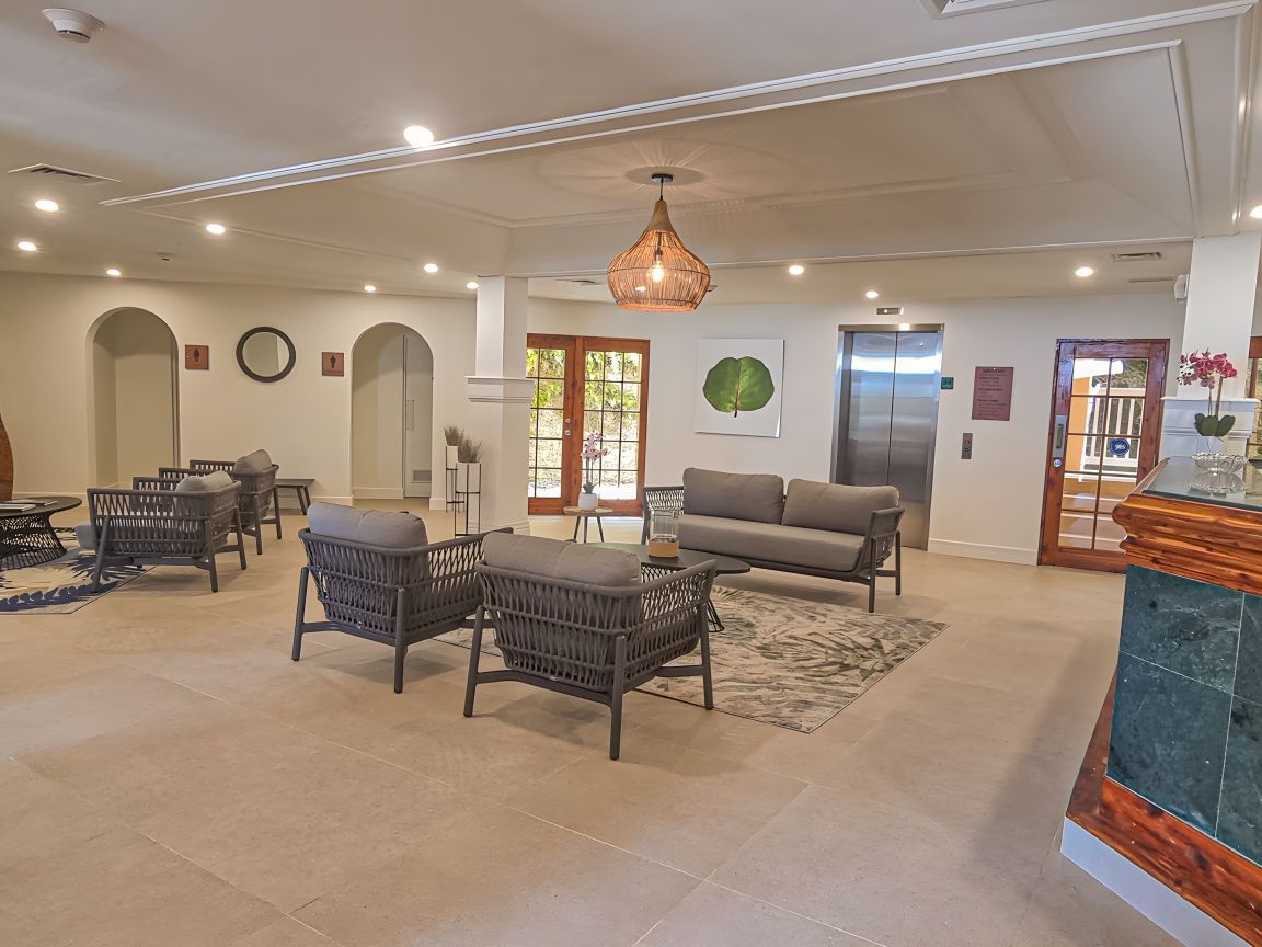 Lobby lounge & Front desk at St George's Club Bermuda Hotel