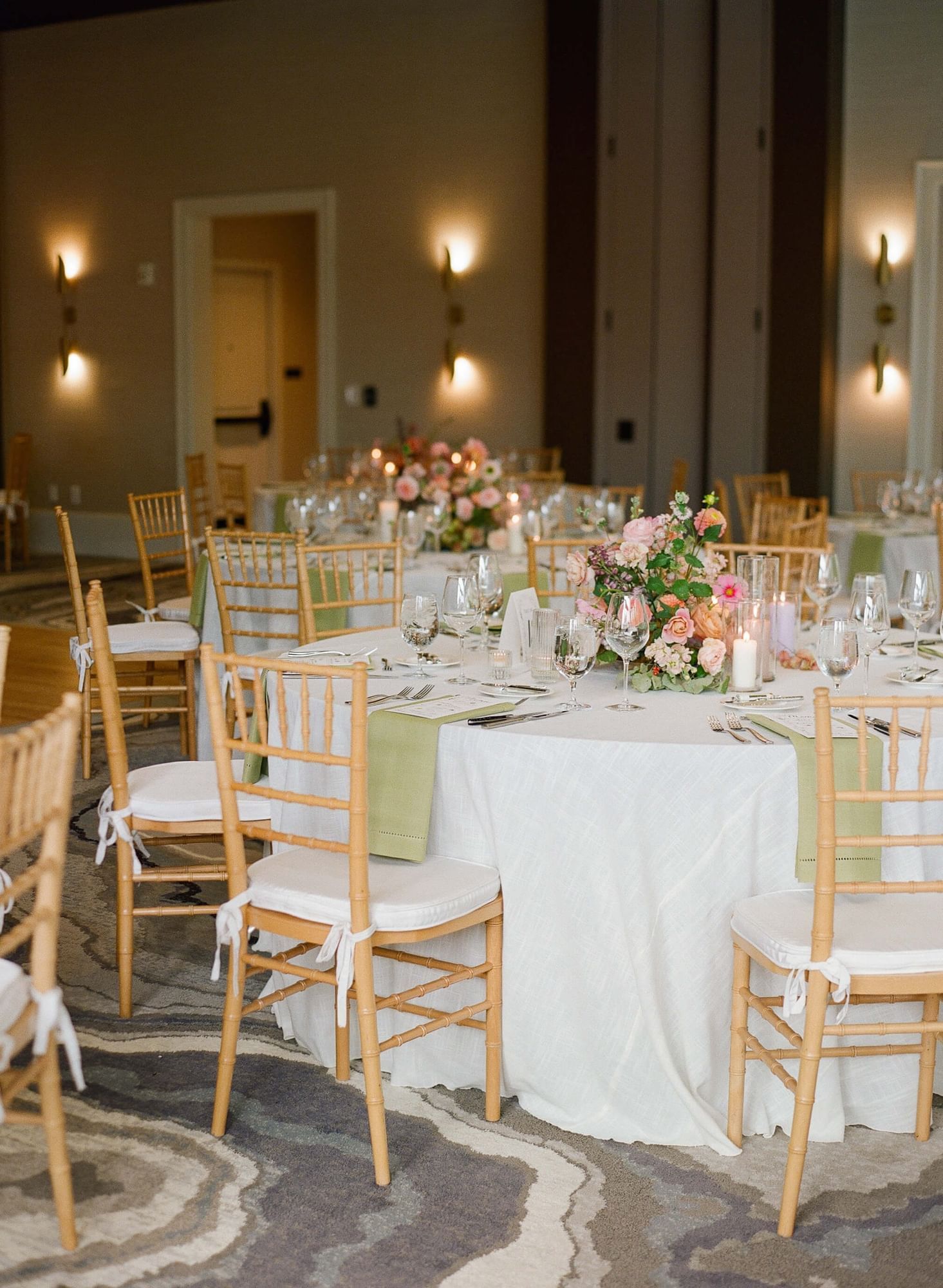 Interior Shot of Ballroom with set tables