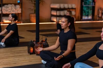 Yoga class inside The Canopy at East Park Gym in Bracknell