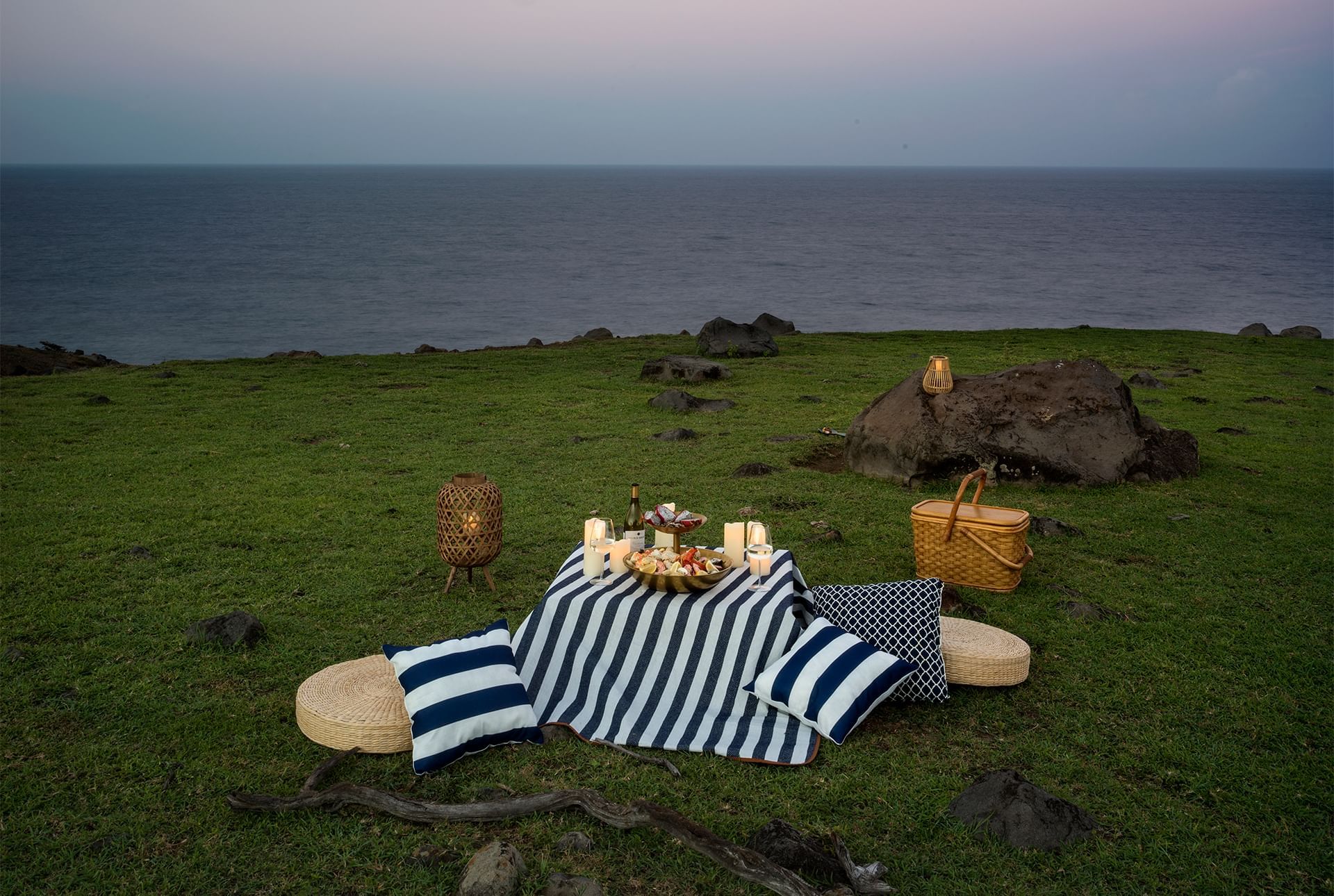 Close up on an outdoor picnic setup at Golden Rock Resort