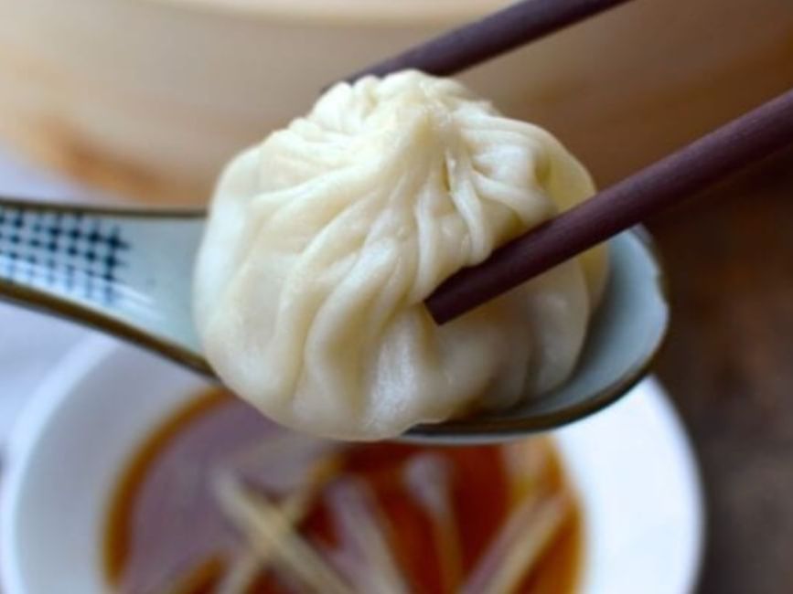 Close-up of Dumpling in Yang's Dumplings at Brady Hotels Jones Lane
