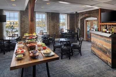 Food arranged in the bar at River Street Inn