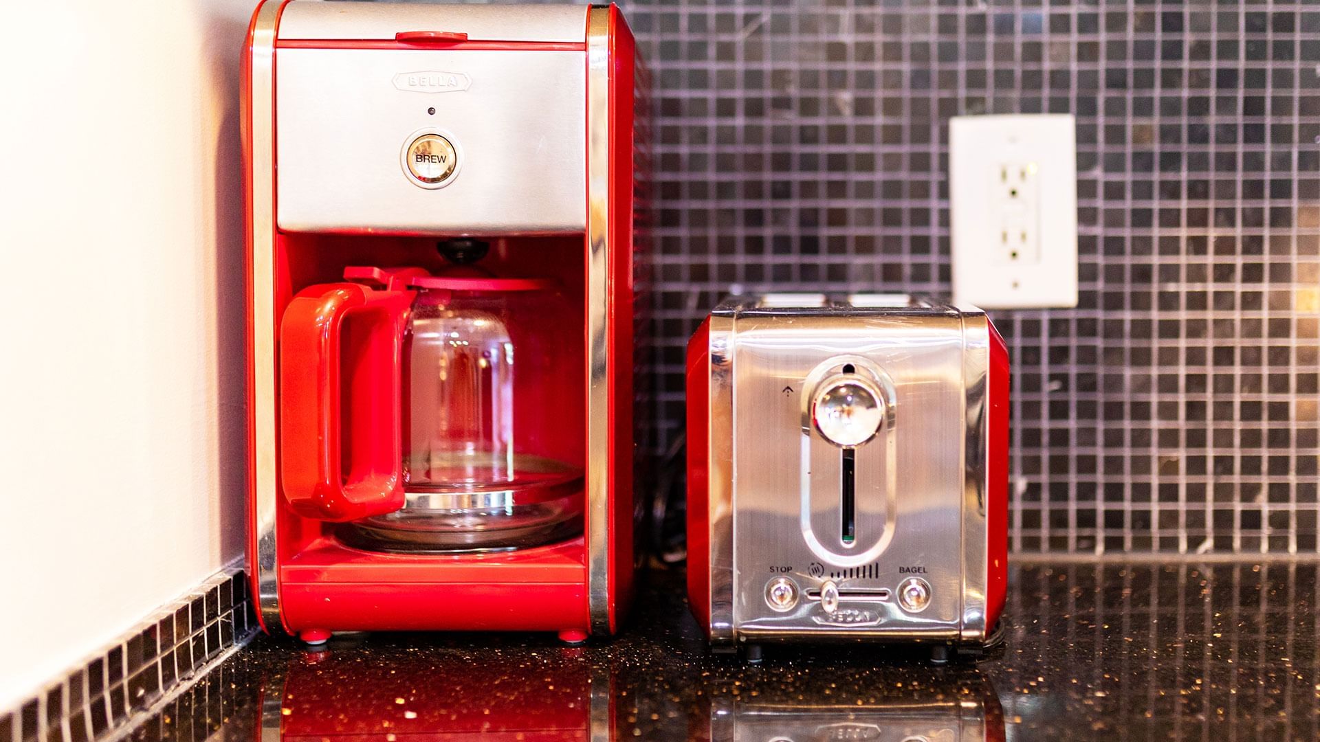 Closeup of toaster & Coffee maker in Queen Studio at DOT Hotels