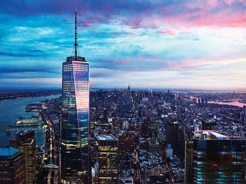 One World Observatory in New York City at sunset