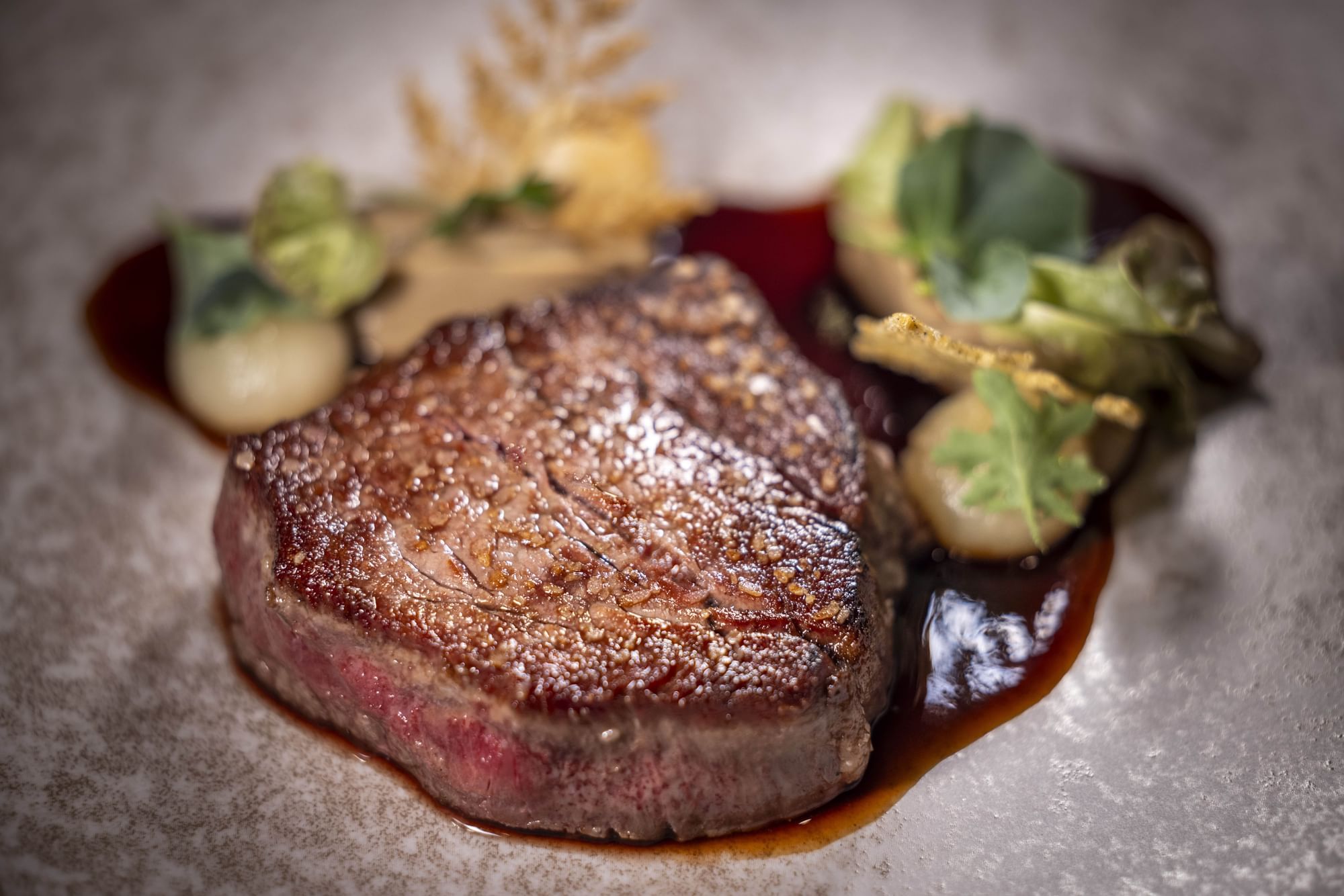 Gourmet steak dinner at Chez Philippe restaurant for the Peabody Hotel Christmas Eve celebration in Memphis, Tennessee