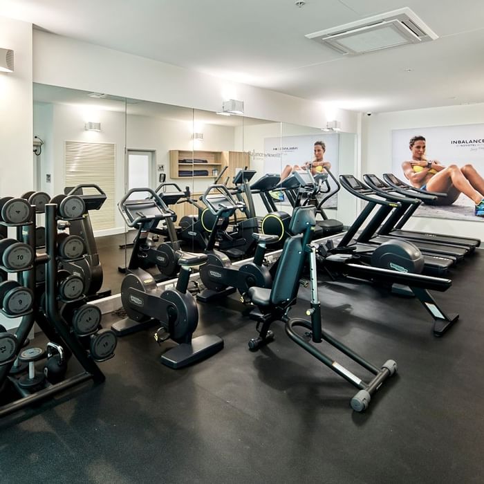 Interior of fully equipped gym at Novotel Melbourne on Collins