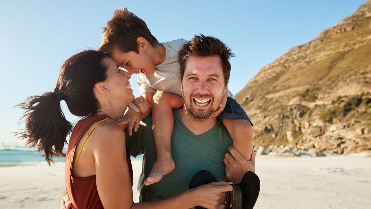 family on a sanding beach
