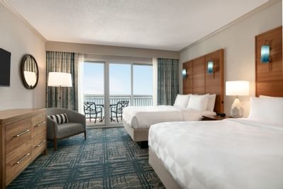 Two Queen beds in Oceanfront Suite 2 at Holiday Inn Hotel