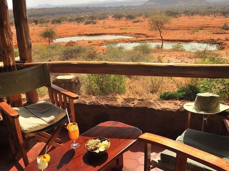 Beverages served on the balcony at Hotel Kilaguni Serena