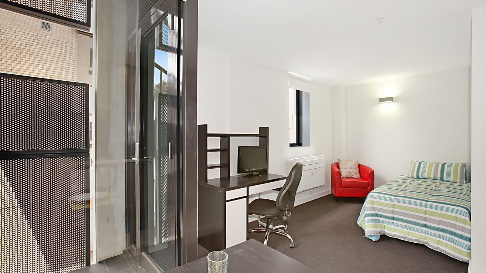 Self-contained studio single large with balcony apartment