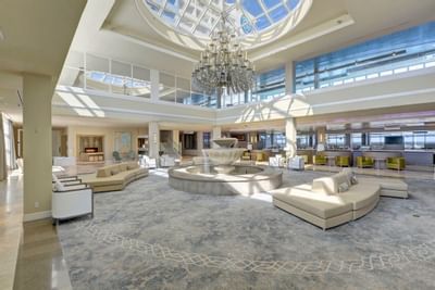 Interior of grand hotel lobby at Ocean Place