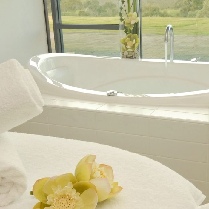 A bathtub in Spa Suite at Novotel Barossa Valley