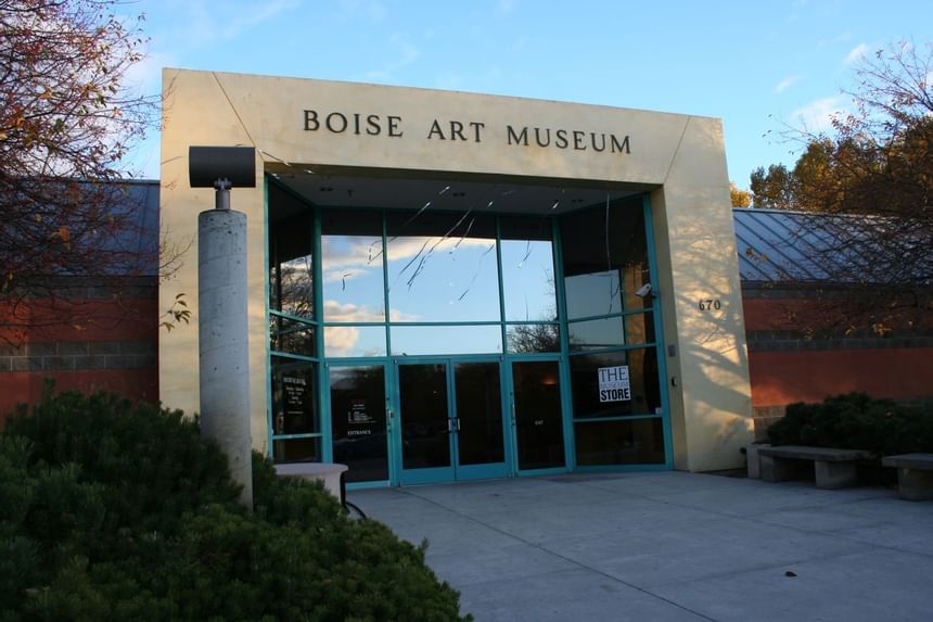 Entrance exterior of Boise art museum at Hotel 43