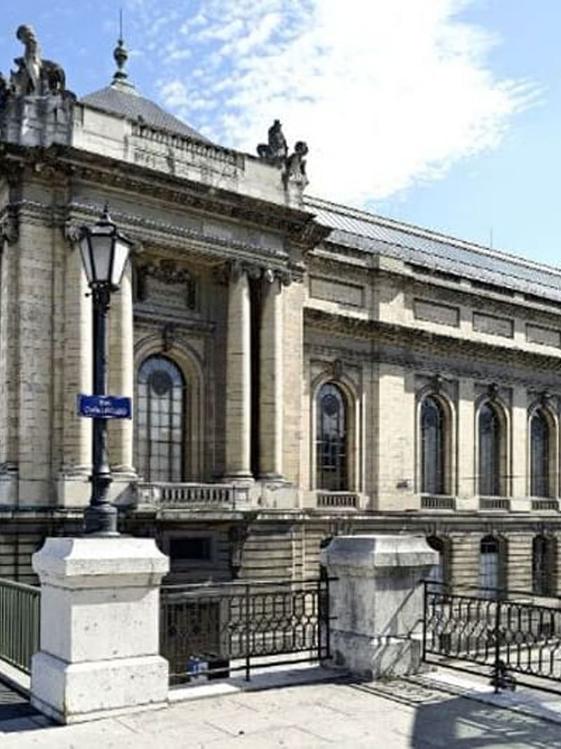 Musee Art et Histoire building by a street lamp under a soft blue sky near Warwick Geneva