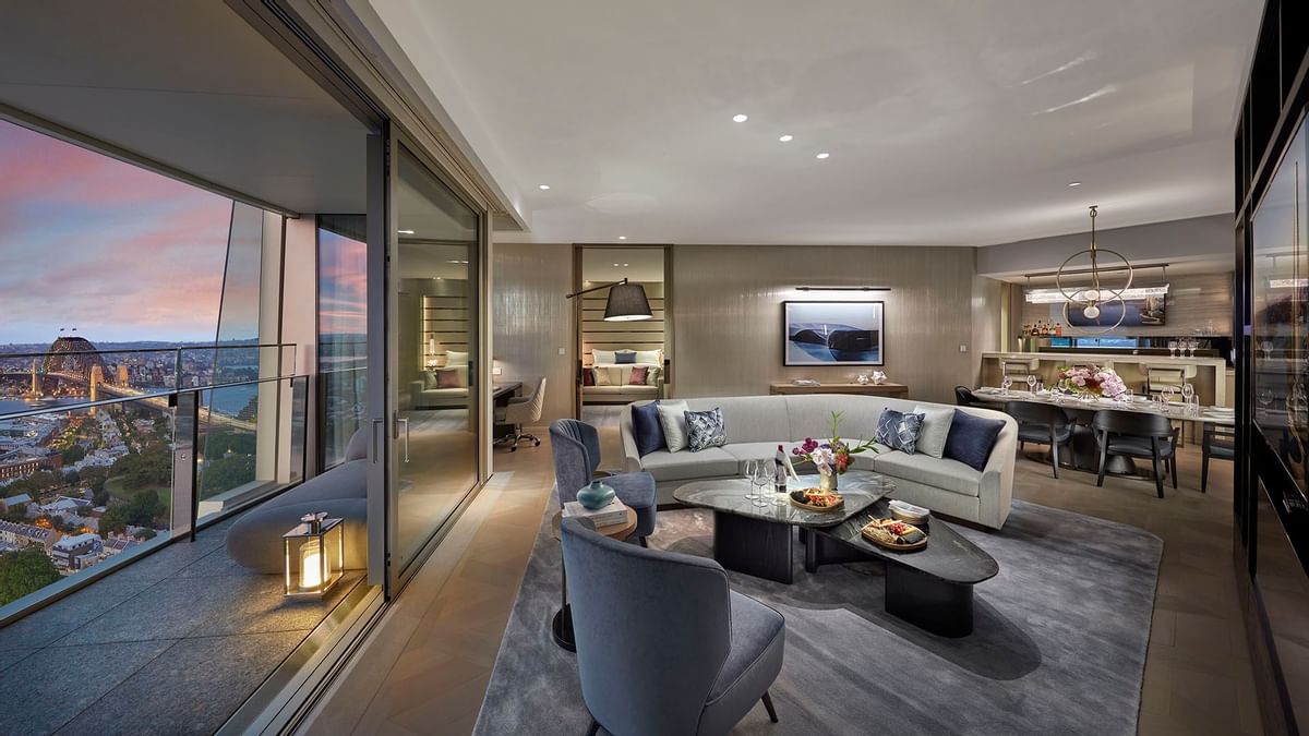 Living room in 3-Bedroom Crystal Villa at Crown Towers Sydney