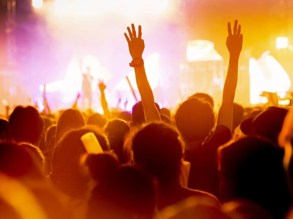 Crowd enjoying a concert in Brisbane Entertainment Centre near Alcyone Hotel Residences