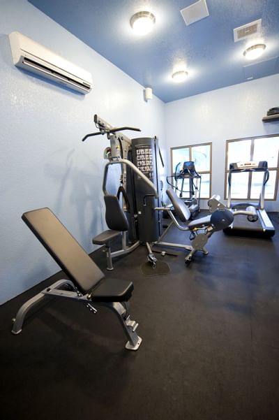 Exercise machines in Fitness center at Stoney Nakoda Resort