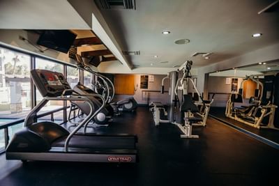 Exercise machines & equipment in the gym, Araiza Hotel Calafia
