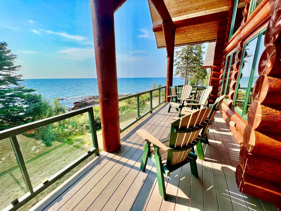 Balcony area in Three Bedroom Log Homes at Bluefin Bay