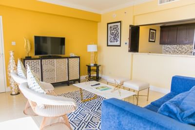Living Room with yellow wall