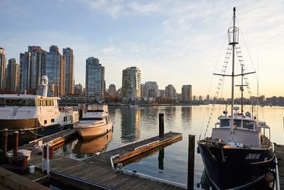 Cityscape of Perlican bay marina near Granville Island Hotel
