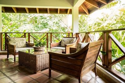 Open lounging area with cozy chairs at Club Hemingway