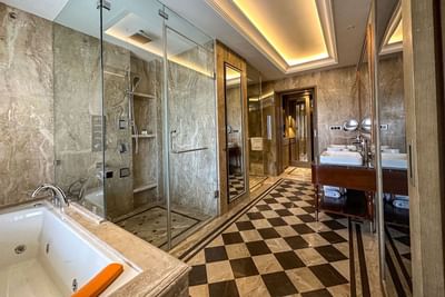 Luxury bathroom interior in Grand Suite at The Indus Valley Leh, Book rooms in Leh