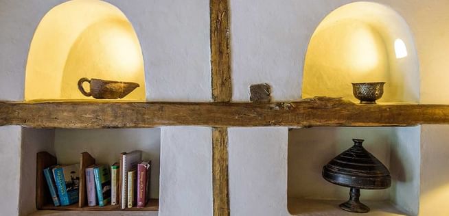 Closeup of wall rack in Royal Suite at Shigar Fort Residence